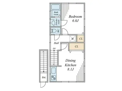 リンベルメゾン(1DK/2階)の間取り写真