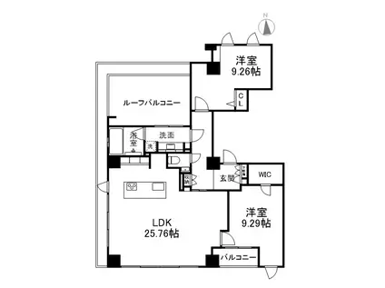 THE GOLDMANCASTLE SAKURAZAKA FOREST(2LDK/4階)の間取り写真