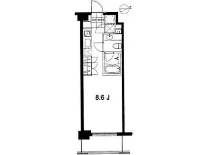 フレンシア麻布十番ノース(ワンルーム/4階)の間取り写真