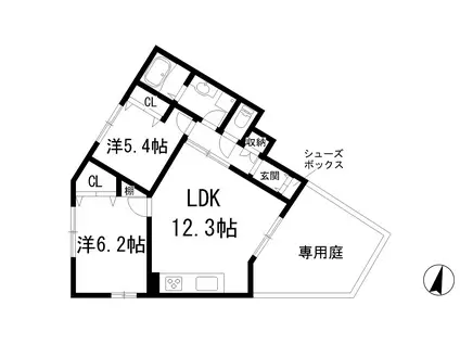 ARCO LUOGO アルコルオーグ(2LDK/1階)の間取り写真