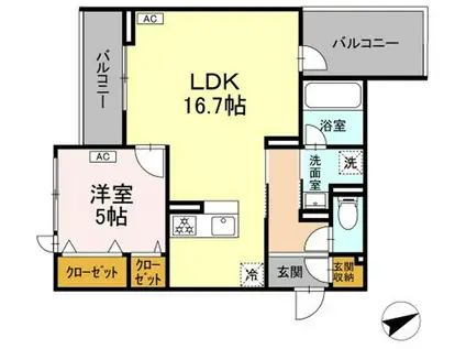 D-RESIDENCE稲城(1LDK/3階)の間取り写真