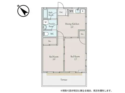 ハイツ栗原 パートII(2DK/1階)の間取り写真
