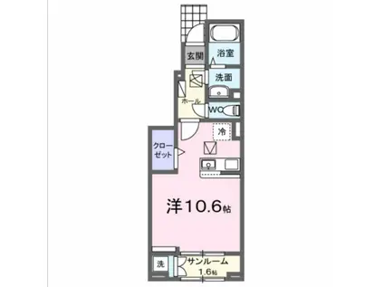 アルストロメリア(ワンルーム/1階)の間取り写真