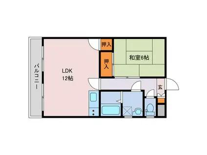 ユナイテッド明磧(1LDK/2階)の間取り写真