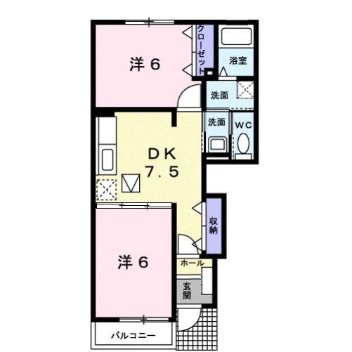ブローテ(2DK/1階)の間取り写真