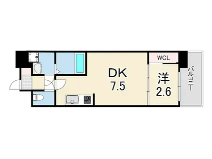 GENOVIA神戸新開地駅前(1DK/15階)の間取り写真