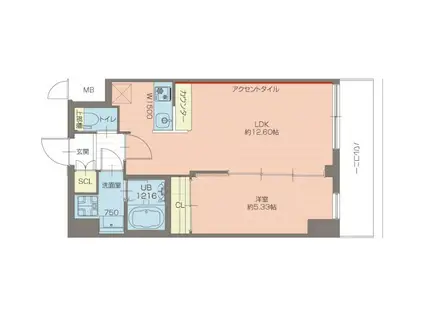 プレジオ西宮北口(1LDK/2階)の間取り写真