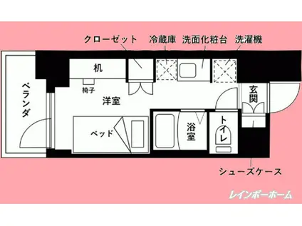 KDXレジデンス津田沼III(ワンルーム/2階)の間取り写真