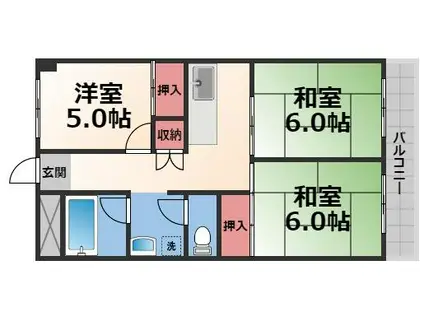 エステマール弥刀(3K/4階)の間取り写真