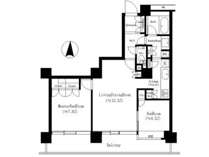 リバーポイントタワー(2LDK/12階)の間取り写真