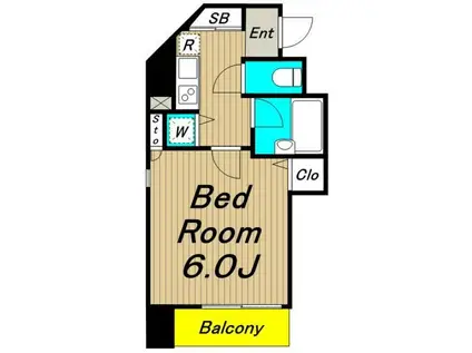 パークウェル代田橋(1K/6階)の間取り写真