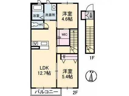 シャーメゾン・BB B棟(2LDK/2階)の間取り写真