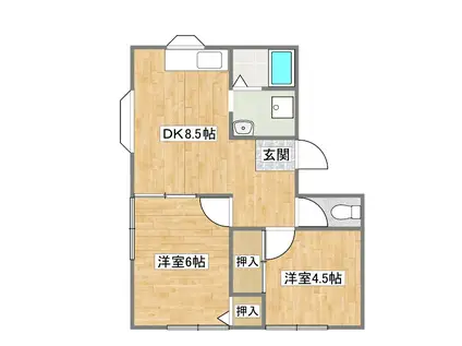 レスポワールII(2DK/1階)の間取り写真
