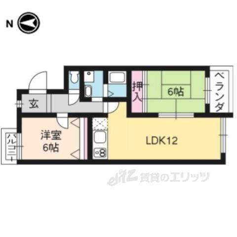 エクシードこはた(2LDK/1階)の間取り写真