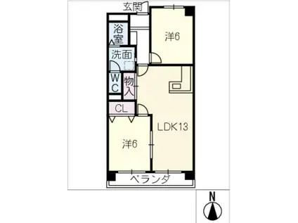 レジデンス明光II(2LDK/4階)の間取り写真