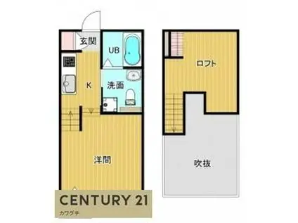 ジュネスクローバー(1SK/2階)の間取り写真