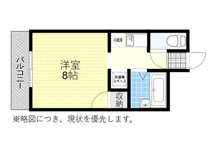 BハウジングⅡ(1K/1階)の間取り写真