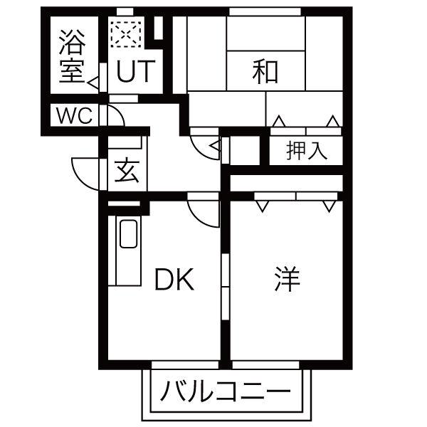 グリーンハイツA・B棟(2DK/2階)の間取り写真