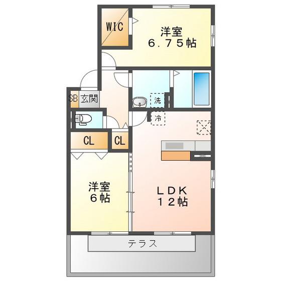リビングタウン阿倉川E(2LDK/1階)の間取り写真