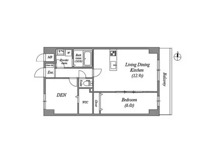 GROOVE豊中レジデンス(1SLDK/5階)の間取り写真