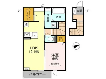 D-ROOM三田市南が丘1丁目(1LDK/2階)の間取り写真