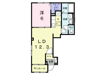 ヴィラ セレーノ(1LDK/1階)の間取り写真