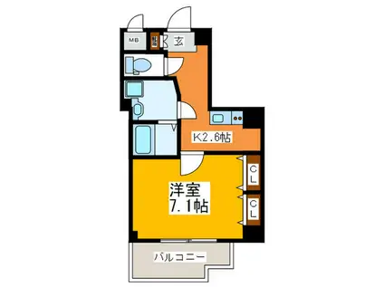 プライムコート新大阪II(1K/4階)の間取り写真