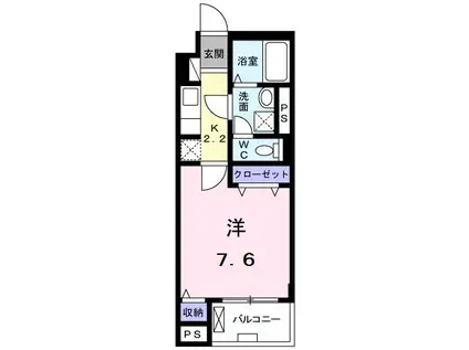 JR総武線 市川駅 徒歩6分 4階建 築4年(1K/2階)の間取り写真