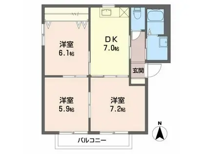 バリュージュ バリューA/B(3DK/2階)の間取り写真