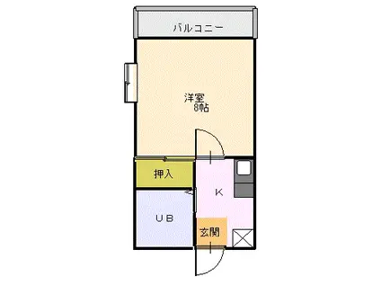 メイプル田中B(1K/1階)の間取り写真