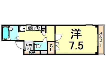 竹下ハイツ(1K/2階)の間取り写真