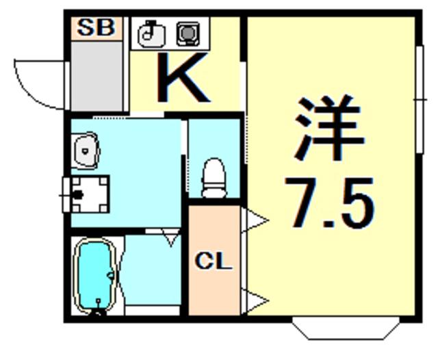 笠井ビル(1K/2階)の間取り写真