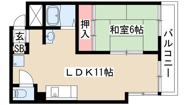 第2沢の井ビル(1LDK/4階)の間取り写真