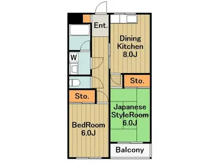 カーサ相模原(2DK/2階)の間取り写真