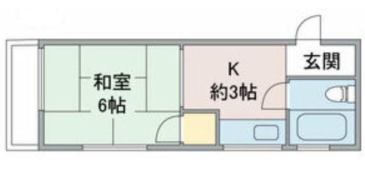 ムーニー若原(1K/2階)の間取り写真