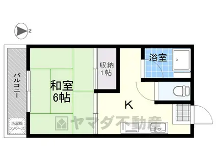 清水ハウス中棟(1K/2階)の間取り写真