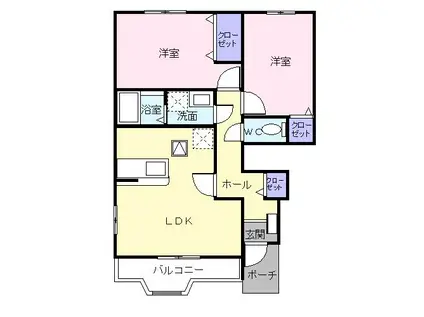 メゾンノーブルII(2LDK/1階)の間取り写真