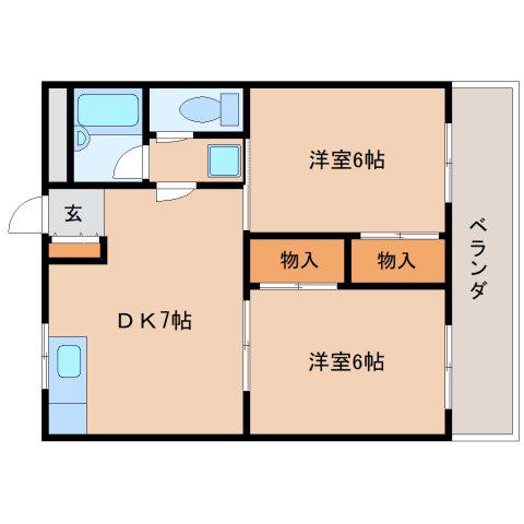 シャトレーハイツ光峰(2DK/3階)の間取り写真