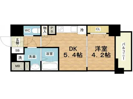 メルディア大正D.C(1DK/8階)の間取り写真