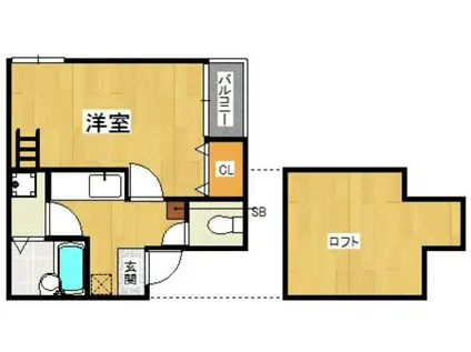 ベネフィスタウン竹下1(1K/2階)の間取り写真