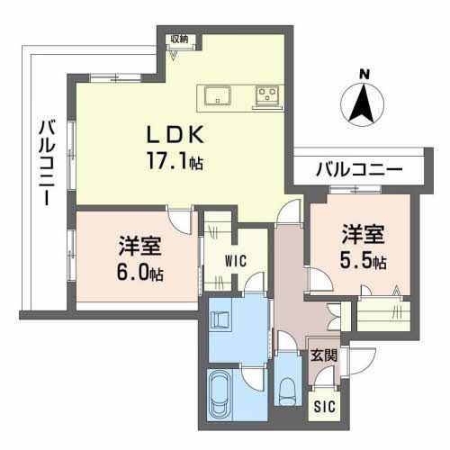 SHAMAISON 青山通(2LDK/2階)の間取り写真