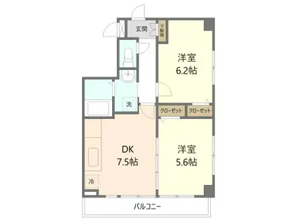 サンシャイン小岩(2DK/2階)の間取り写真