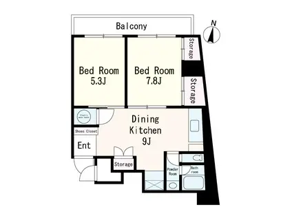 パレドール日本橋(2DK/3階)の間取り写真