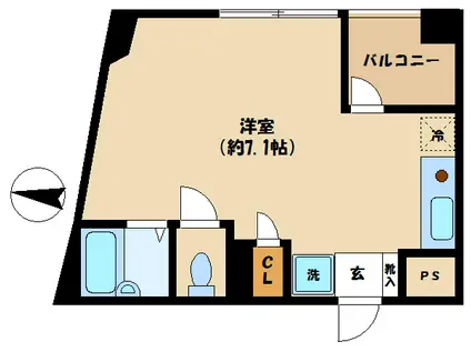 グリーンスクエア(ワンルーム/6階)の間取り写真