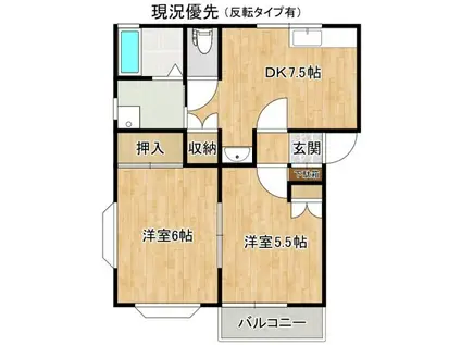 サンパティック(2DK/1階)の間取り写真