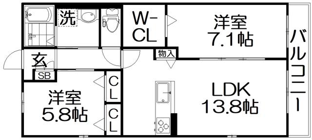 SCHWARZ SCHLOSS(2LDK/3階)の間取り写真