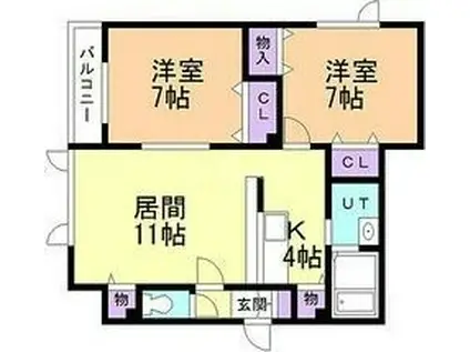 アーセナル13(2LDK/2階)の間取り写真