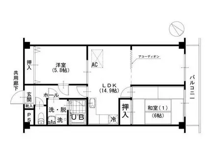 瑞江レジデンス芦田(2LDK/2階)の間取り写真