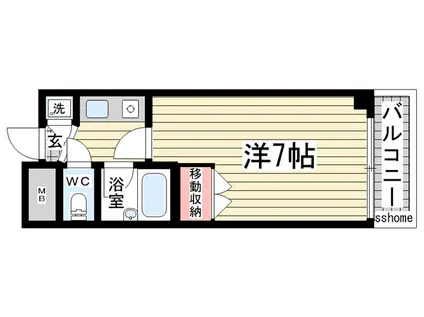 リアライズ六甲III(1K/4階)の間取り写真