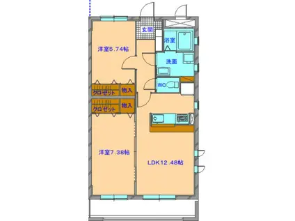 ブライトリィII(2LDK/1階)の間取り写真